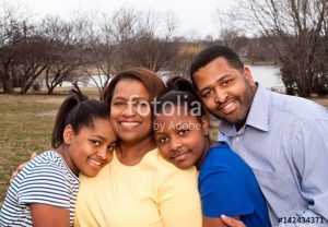 African American family and their children.