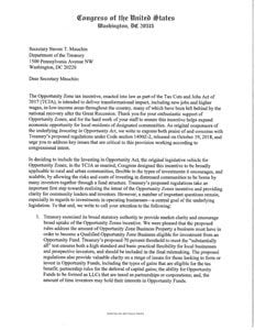 Congressional letter to treasury